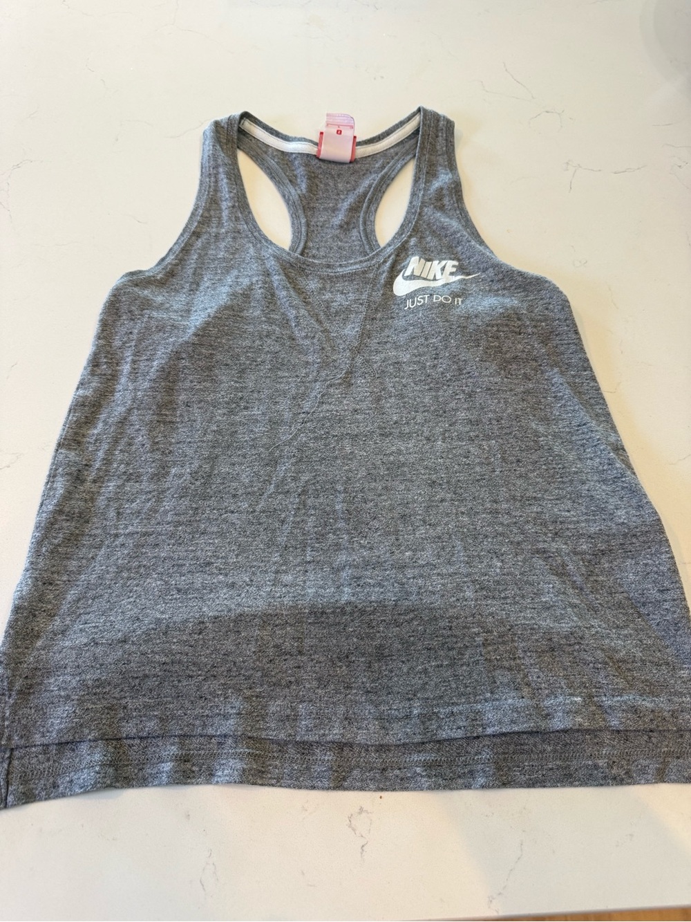 Sold -  Gray Racerback Tank Top with White Logo